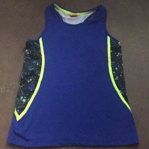Blue racer-back tank